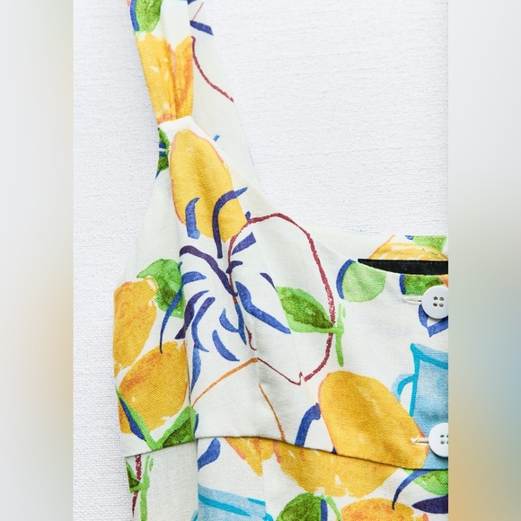 ZARA LINEN BLEND PRINTED MIDI DRESS - Picture 2 of 6